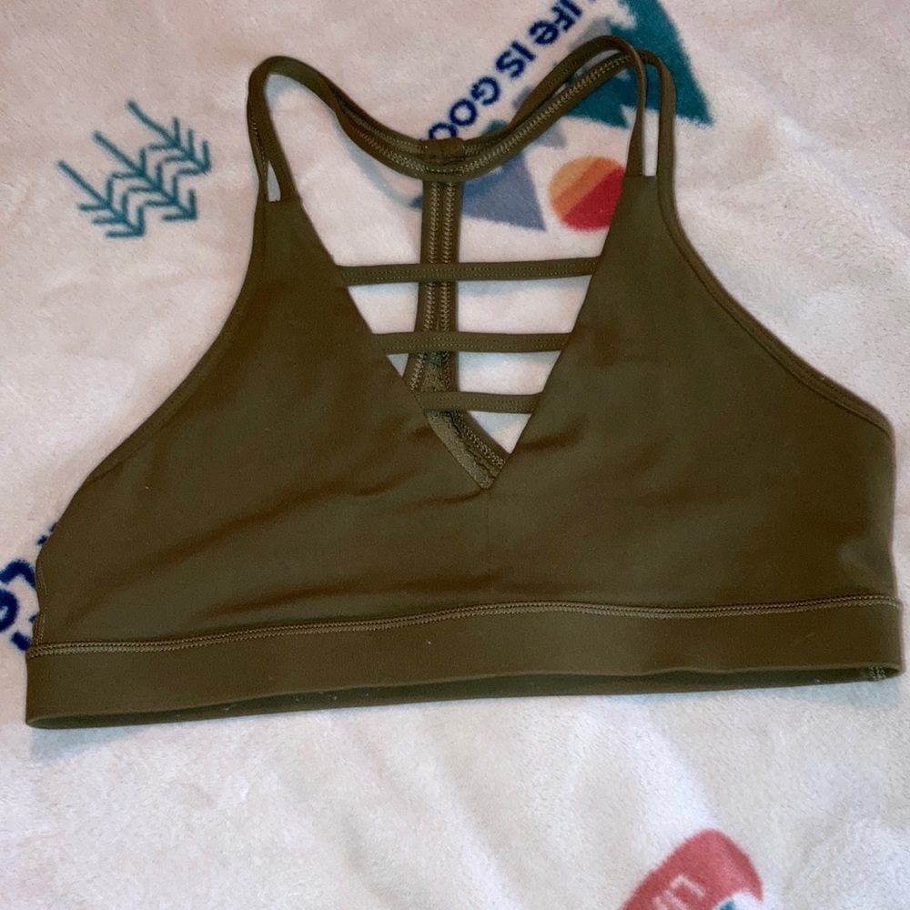 Zyia army green grid bra